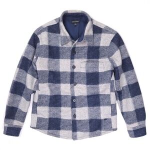 Banana Republic Mens Buffalo Plaid Lined Shirt Jacket Blue Grey Small Shacket